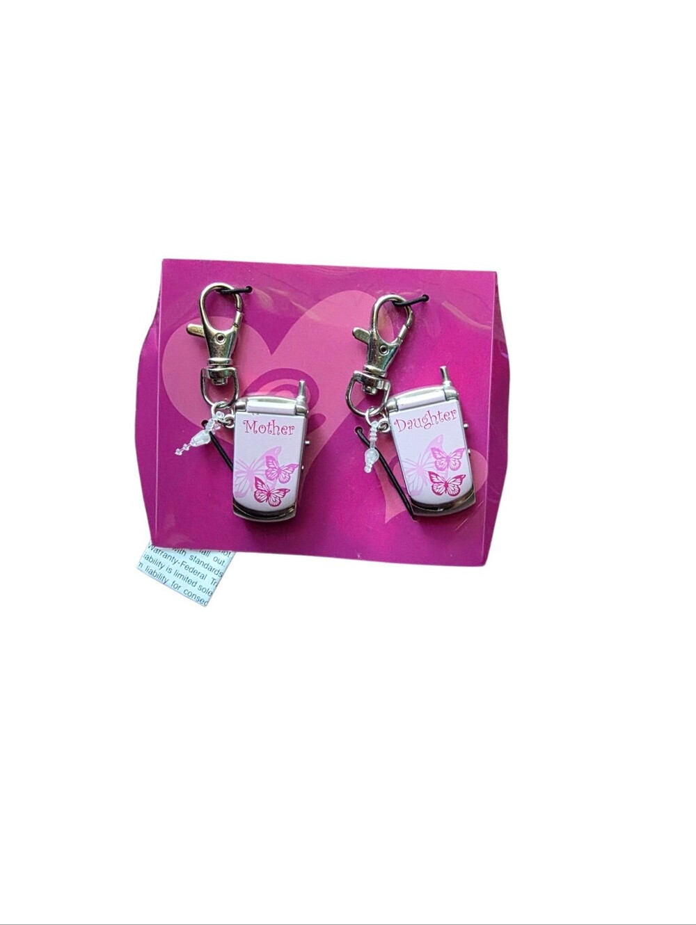 Vintage Retro Y2K Mini Flip Phone Watch Keychain Bag Charm Clip mother daughter